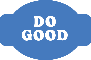 A blue icon that says, "Do Good"