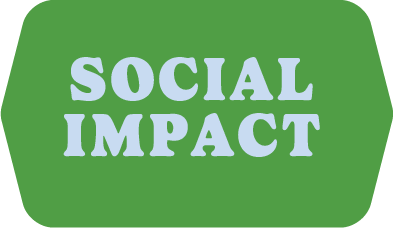 A green icon that says, "Social Impact"