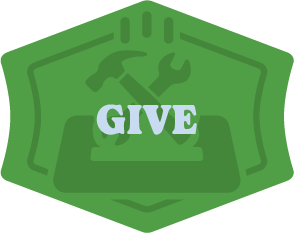 A green icon that says, "Give"